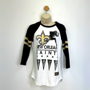 NFL Team Apparel - New Orleans Saints Vintage Graphic With Quarter Sleeves Small